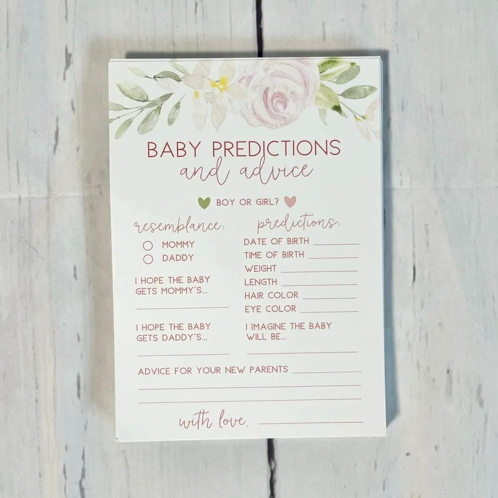Party Graphix Floral Baby Shower Set: Invitations, Raffle & Game Cards